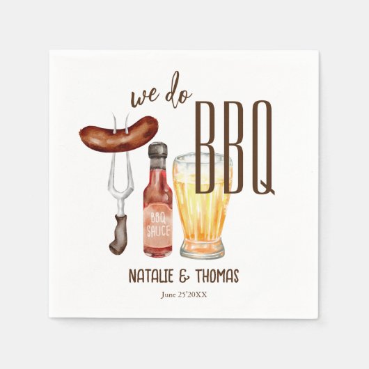 Wir machen GRILLEN Barbecue Paare Dusche nach Maß Serviette (Vorderseite)