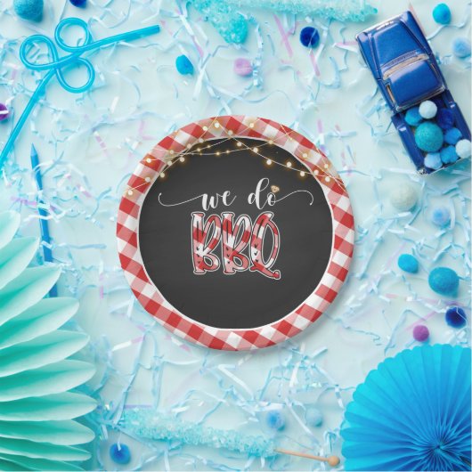 Wir machen GRILLEN Paper Plate - Gingham Pappteller (Party)