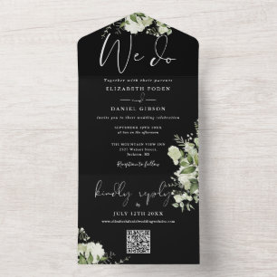 Wir machen Grün QR-Code Schwarz-Weiße Hochzeit All In One Einladung
