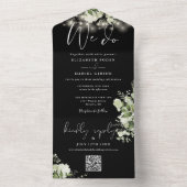 Wir machen Grünen String Lights QR Code Hochzeit All In One Einladung (Innen Boden)