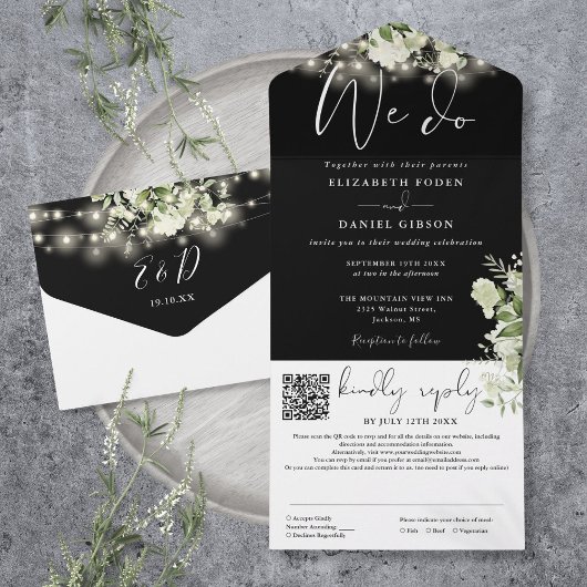 Wir machen Grünen String Lights QR Code Hochzeit All In One Einladung