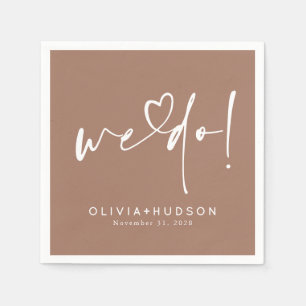 Wir machen Herz-Typografie Braune Hochzeit Serviette