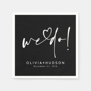 Wir machen Herztypografie Schwarze Hochzeit  Serviette