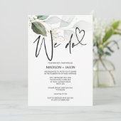 Wir machen Hochzeit einfache moderne Elegant Eukal Einladung (Stehend Vorderseite)