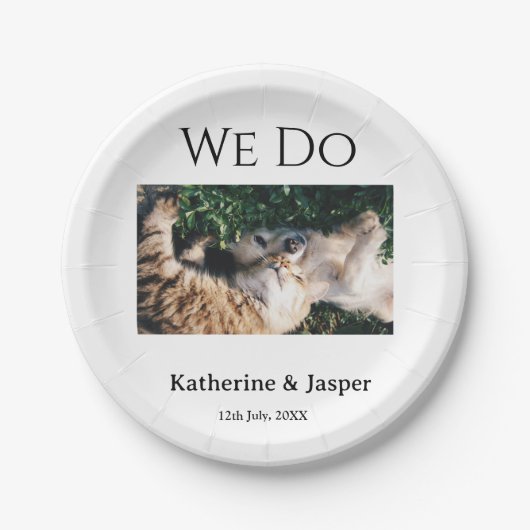 Wir machen Hochzeit Verlobung Haustier Name Foto D Pappteller (Vorderseite)