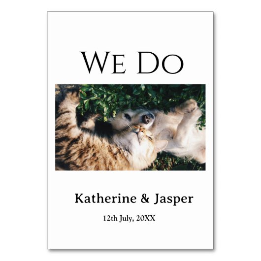Wir machen Hochzeit Verlobung Haustier Name Foto D Tischnummer (Vorderseite)