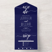 Wir machen Hochzeiten mit blauem Schriftzeichen All In One Einladung (Innen Boden)