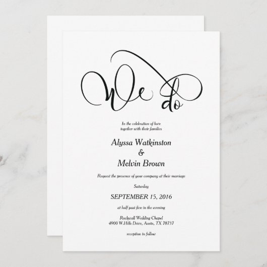 Wir machen Hochzeitseinladungskarte in kalligrafis Einladung (Vorne/Hinten)