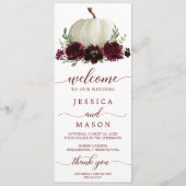 Wir machen Hochzeitsprogramm Burgundy Pumpkin Fall Programm (Vorderseite)