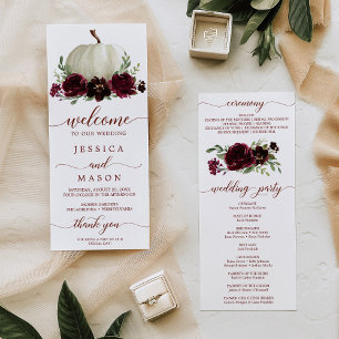 Wir machen Hochzeitsprogramm Burgundy Pumpkin Fall Programm