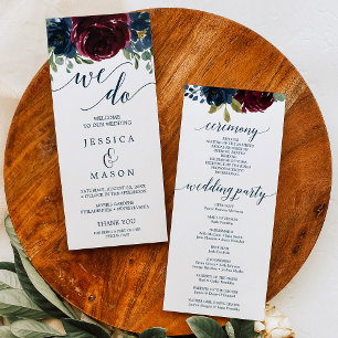 Wir machen Hochzeitsprogramm für Burgundy Navy Programm