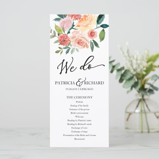 Wir machen Hochzeitsprogramm für Wasserfarben 4x9 Programm (Stehend Vorderseite)