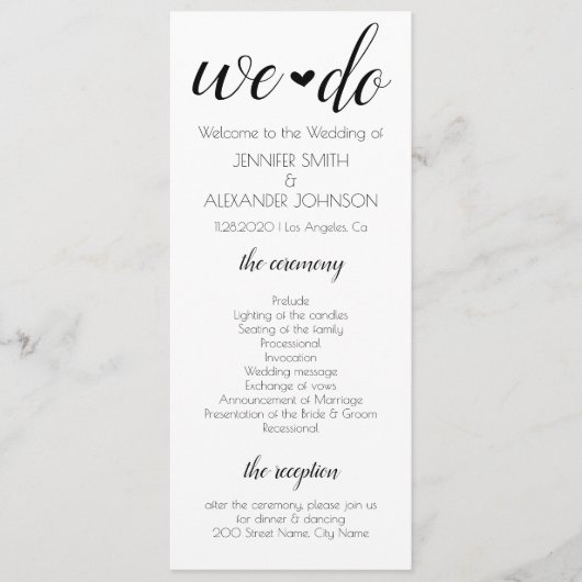 Wir machen Hochzeitsprogramm Programm (Vorderseite)