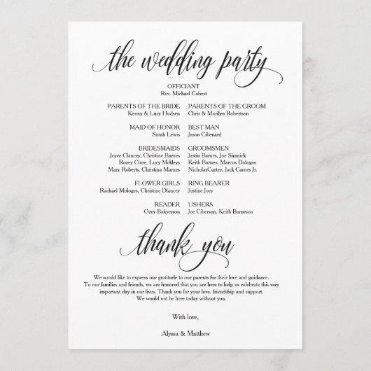 Wir machen Hochzeitsprogrammkarte 12x18 modernes D Programm (Rückseite)