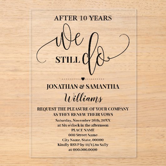 Wir machen immer noch das Minimalistische Hochzeit Acryleinladungen (Vorderseite)