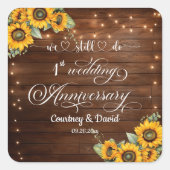 Wir machen immer noch die 1. Hochzeitstraßen zum J Quadratischer Aufkleber (Vorderseite)