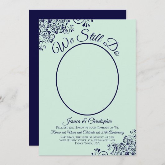 Wir machen immer noch eine Flotte Blue & Mint Wedd Einladung (Vorne/Hinten)