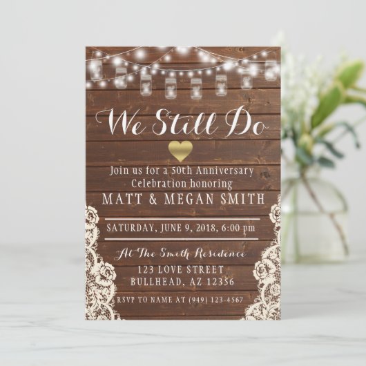 Wir machen immer noch jedes Jahr Holzreihenleuchte Einladung (Stehend Vorderseite)