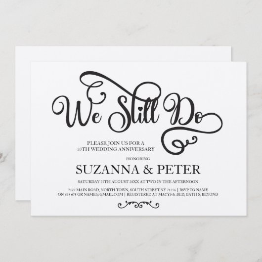 Wir machen immer noch Kalligrafie-Jubiläum Elegant Einladung (Vorne/Hinten)