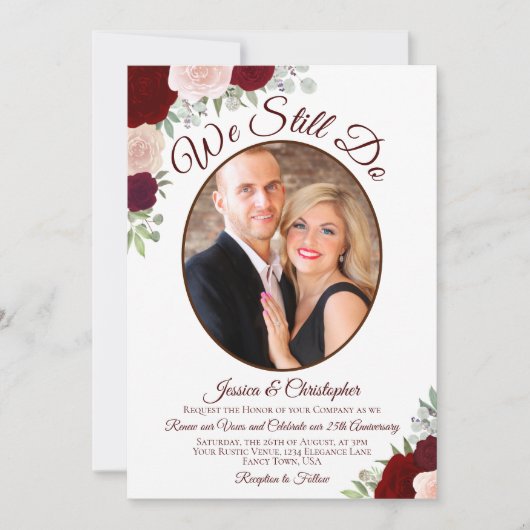 Wir machen immer noch Rosa und Rosa Rosen & Foto V Einladung (Vorderseite)