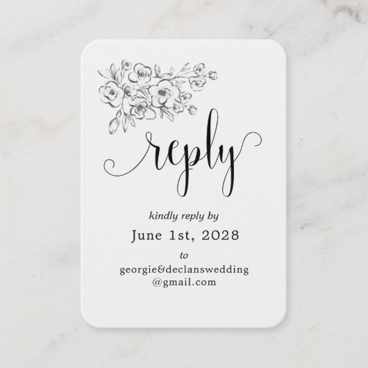 Wir machen kalligraphische Hochzeiten Online-RSVP- Visitenkarte (Vorderseite)