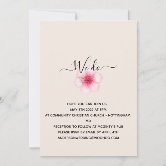 Wir machen Kirschblüte mit Gedichtehe Einladung (Rückseite)