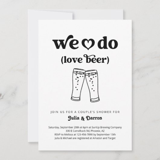 Wir machen Liebe Beer Paare Polterabend Verlobung Einladung (Vorderseite)