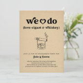 Wir machen Liebe Cigars & Whiskey Engagement Party Einladung (Stehend Vorderseite)