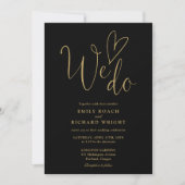 Wir machen Liebe Heart Script Black und Gold Hochz Einladung (Vorderseite)