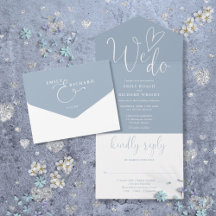 Wir machen Liebe Heart Script Dusty Blue Wedding
