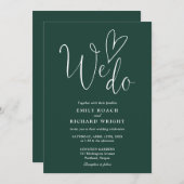 Wir machen Liebe Heart Script Emerald Green Weddin Einladung (Vorne/Hinten)