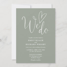 Wir machen Liebe Heart Script Sage Green Wedding Einladung