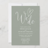 Wir machen Liebe Herz Foto Sage Green Wedding Einladung (Vorderseite)