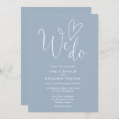 Wir machen Liebe Herz QR Code Dusty Blue Wedding Einladung (Vorne/Hinten)