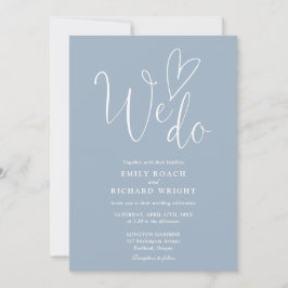 Wir machen Liebe Herz QR Code Dusty Blue Wedding Einladung