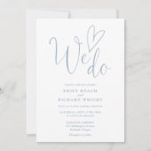 Wir machen Liebe Herz QR Code Dusty Blue Wedding Einladung (Vorderseite)