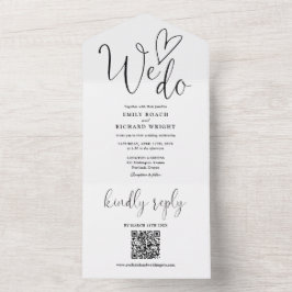 Wir machen Liebe Herz QR Code Schwarz-Weiß Hochzei All In One Einladung