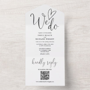 Wir machen Liebe Herz QR Code Schwarz-Weiß Hochzei All In One Einladung