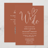 Wir machen Liebe Herz QR Code Terracotta Wedding Einladung (Vorne/Hinten)