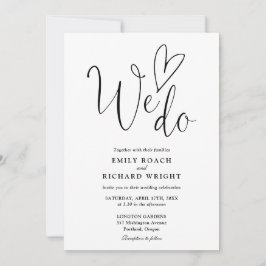 Wir machen Liebe Herzschrift Schwarz-Weiß Hochzeit Einladung