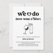 Wir machen Liebe Wine & Beer Paare Dusche Verlobun Einladung (Vorderseite)