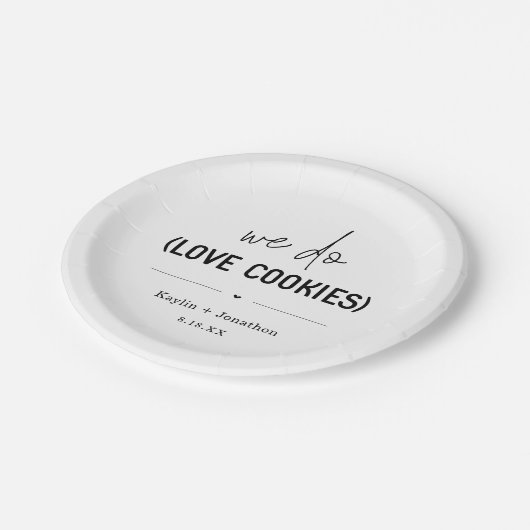 Wir machen Lieben Cookies Hochzeit Dessert Papier  Pappteller (Schrägansicht)