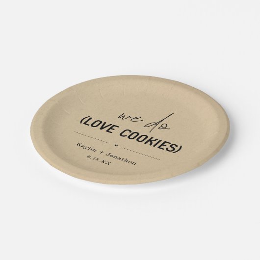 Wir machen Lieben Cookies Hochzeit Dessert Papier Pappteller (Schrägansicht)