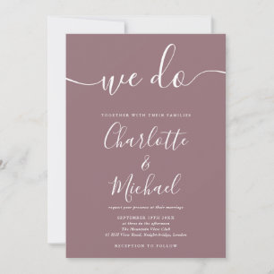 Wir machen Mauve Signature Schriftzug-Hochzeit Einladung