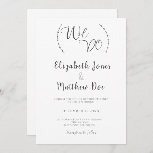 Wir machen Minimalistische Hochzeitseinladung in K Einladung (Vorne/Hinten)