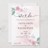 Wir machen, Minimalistische Rosa-Flora-Hochzeit Ei Einladung (Vorderseite)