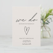 Wir machen Minimalistisches Beige Heart Foto Save The Date (Stehend Vorderseite)