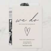 Wir machen Minimalistisches Beige Heart Foto Save The Date (Vorne/Hinten)