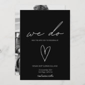 Wir machen Minimalistisches Schwarz-weißes Herz-Fo Save The Date (Vorne/Hinten)