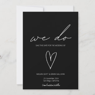 Wir machen Minimalistisches Schwarz-weißes Herz-Fo Save The Date